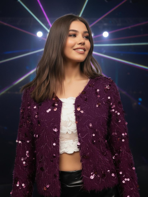 Sera Women Fur Party Embellished Shrug