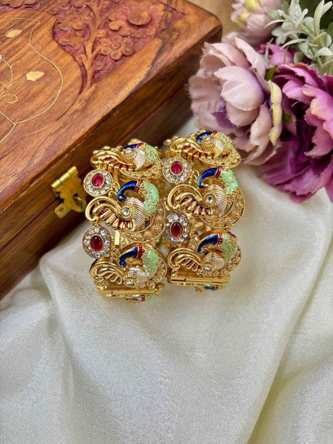Wedding Chuda by Hitesh Bangles Set Of 2 Stone Studded Bangle