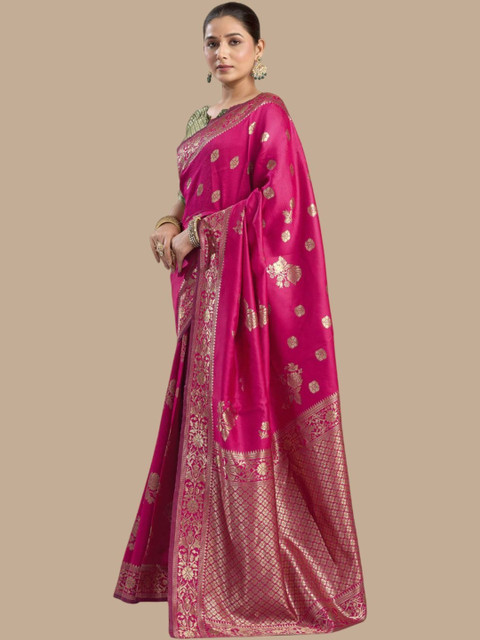 PHEASANT Woven Design Zari Silk Blend Banarasi Saree - Image 2
