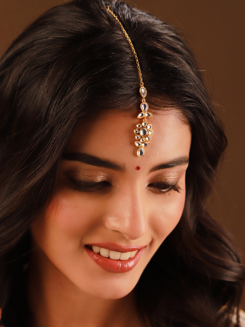 Voylla Gold-Plated Kundan Studded Maang Tikka Head Jewellery