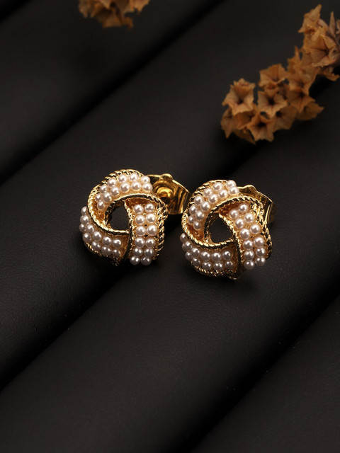 Carlton London 18kt Gold Plated Pearl Love Knot Stud Earring