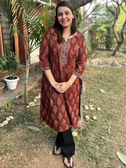 Sanskritam Women Floral Printed Block Print Kurta