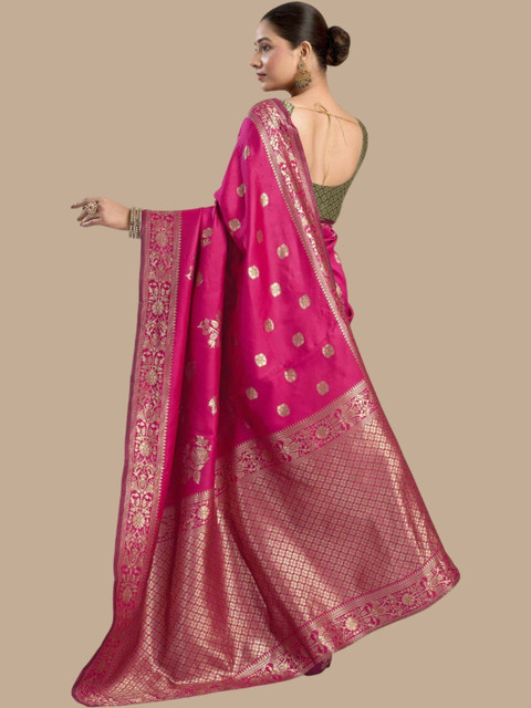 PHEASANT Woven Design Zari Silk Blend Banarasi Saree - Image 5