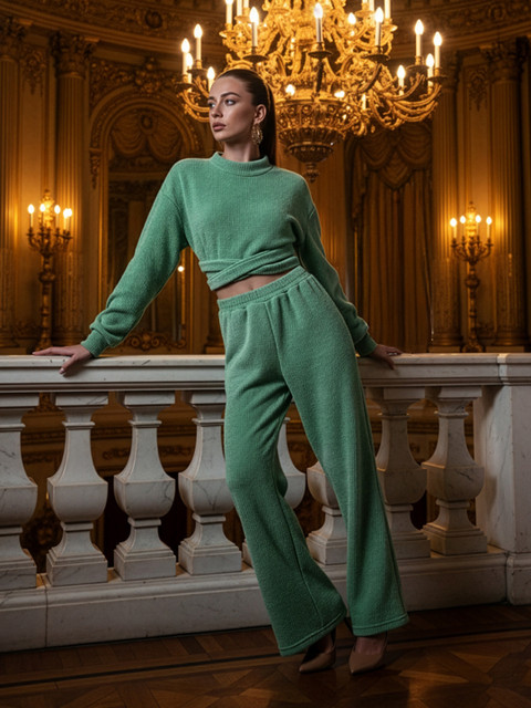 bebe Tie-Up Crop Top With Trousers