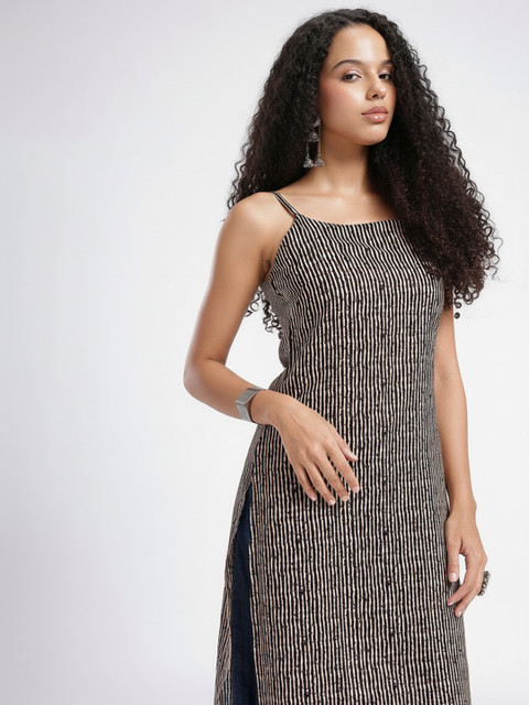 fusion by glitchez Striped Sleeveless Kurta - Image 2