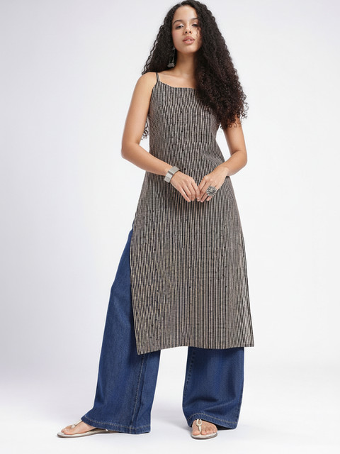 fusion by glitchez Striped Sleeveless Kurta