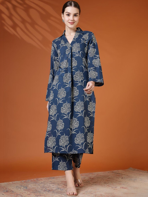 Anouk Mirage Women Floral Printed Regular Pure Cotton Kurta with Trousers