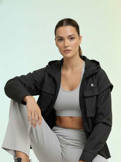 HRX by Hrithik Roshan Hooded Detachable Sleeves Sporty Jacket