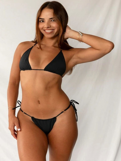 lavika traders Solid Halter Neck Swim Bikini Set