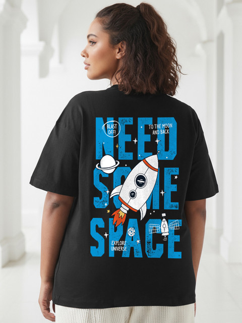 Bewakoof Plus Typography & Graphic Printed Pure Cotton T-shirt