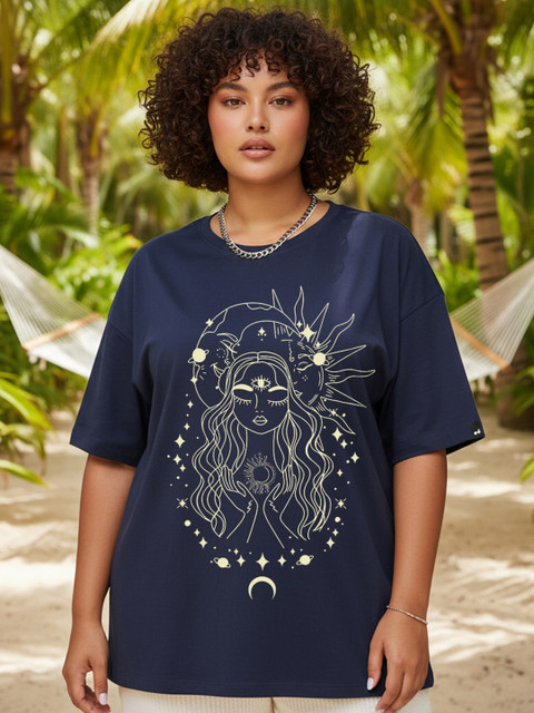 Bewakoof Plus Graphic Printed Cotton Oversized T-shirt