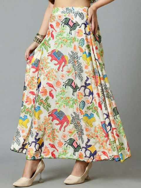 Vagisha Printed Maxi Flared Skirts