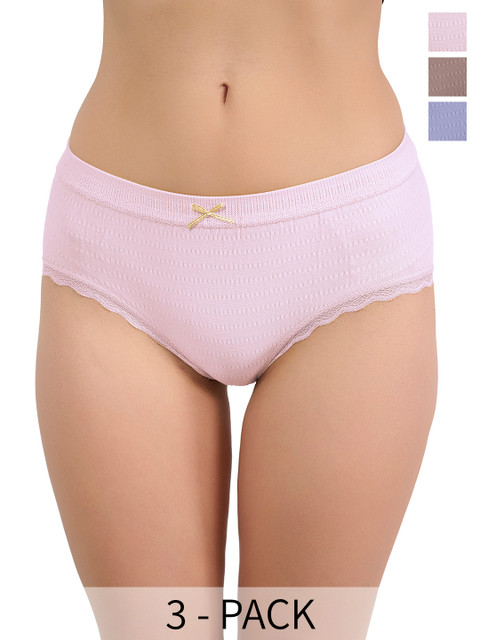 Moda Rapido Pack Of 3 Mid Rise Seamless Basic Briefs