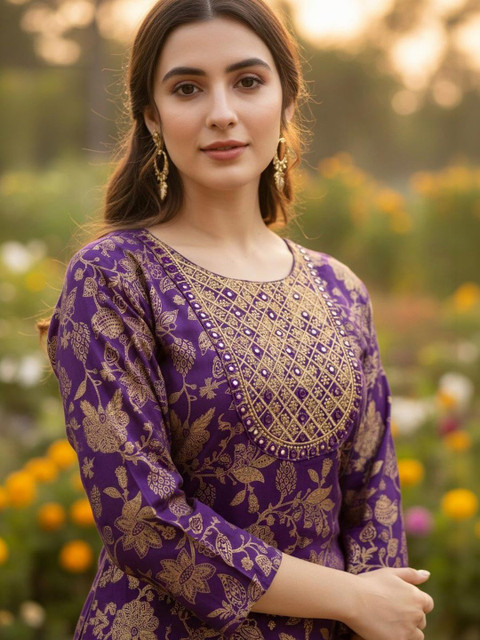 Pjyot by surhi Women Ethnic Motifs Printed Thread Work Kurta