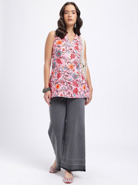 Anouk Rustic Floral Print Sleeveless Kurti Top