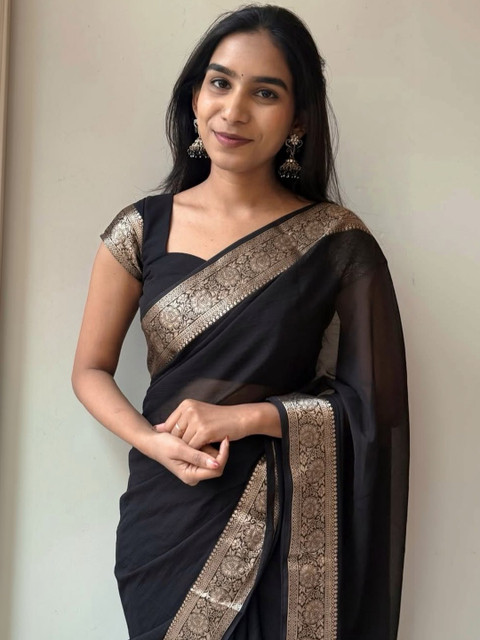 Anouk Woven Design Zari Silk Blend Banarasi Saree