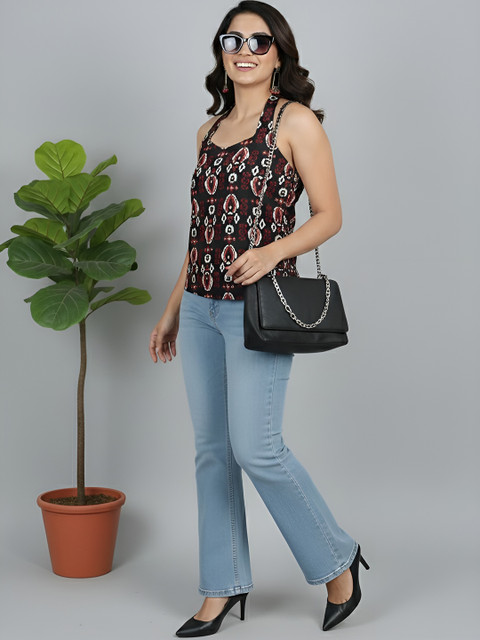 Nayo Print Halter Neck Ethnic Cotton Top