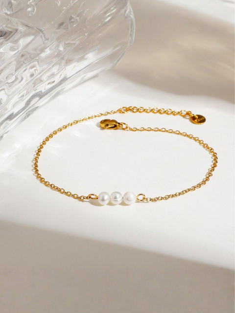 Avyana Gold-Plated Pearls Anklet