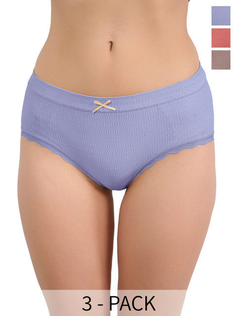 Moda Rapido Pack Of 3 Mid Rise Seamless Basic Briefs