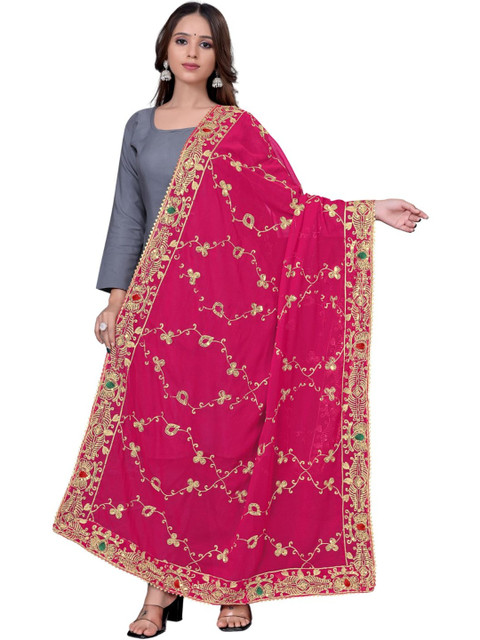Kemza Ethnic Motifs Embroidered Dupatta with Sequinned
