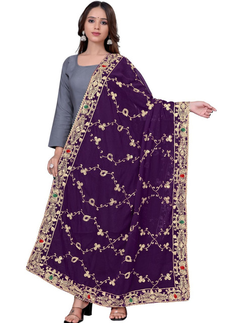 Kemza Ethnic Motifs Embroidered Dupatta with Sequinned