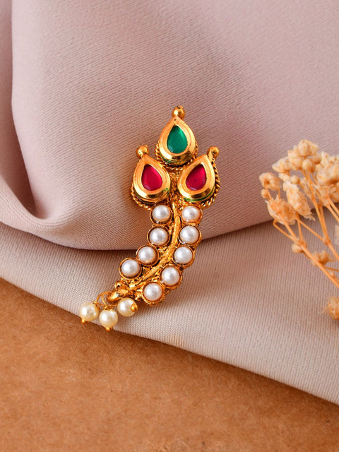 Silvermerc Designs Gold-Plated Kundan Stud Nosepin