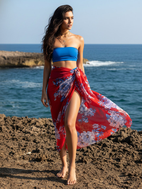 Aoba Floral Sarong Swimwear Cover-Up Bottom