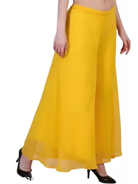 Farden Women Knitted Georgette Ethnic Palazzos