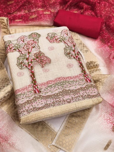 HMP Fashion Embroidered Pure Cotton Unstitched Dress Material - Image 6