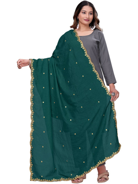 Kemza Ethnic Motifs Embroidered Dupatta with Mirror Work