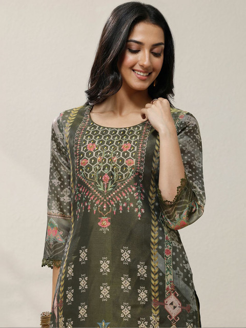 Libas Women Ethnic Motifs Printed Regular Kurta with Trousers & With Dupatta - Image 3