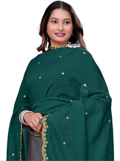 Kemza Ethnic Motifs Embroidered Dupatta with Mirror Work - Image 2