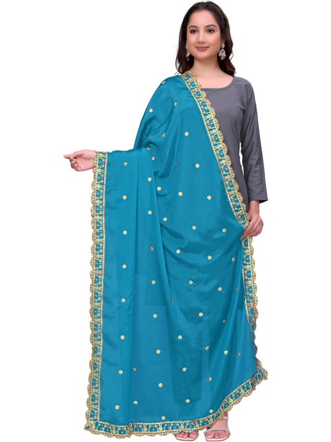 Kemza Ethnic Motifs Embroidered Dupatta with Sequinned