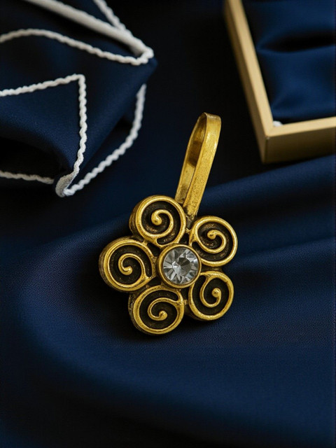 AccessHer Gold-Toned Spiral Floral Adjustable Clip-On Nose Pin