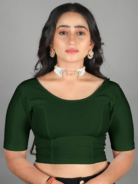 MISS WEARS Women's Regular Fit Readymade Stretchable Cotton Dobby Saree Blouse