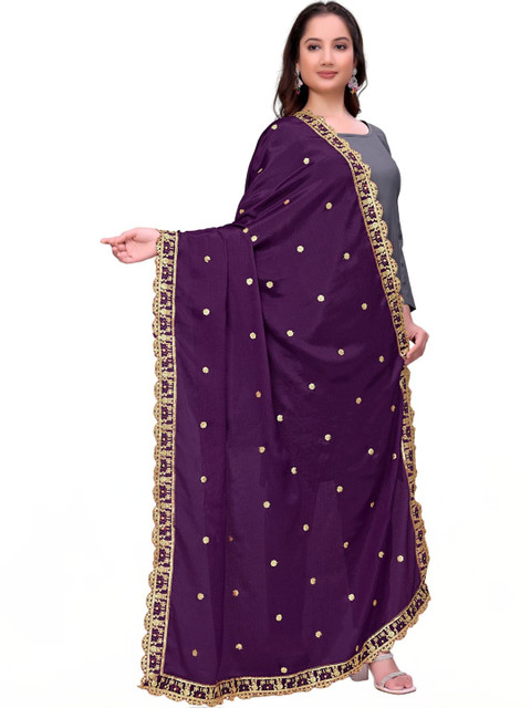 Kemza Ethnic Motifs Embroidered Dupatta with Sequinned - Image 3