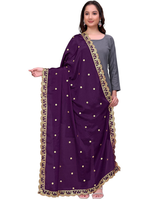 Kemza Ethnic Motifs Embroidered Dupatta with Sequinned