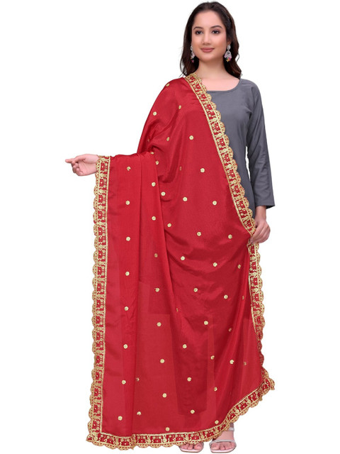 Kemza Ethnic Motifs Embroidered Dupatta with Sequinned