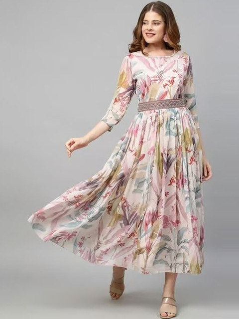 WOCLO ENTERPRISE Floral Print Fit & Flare Midi Dress