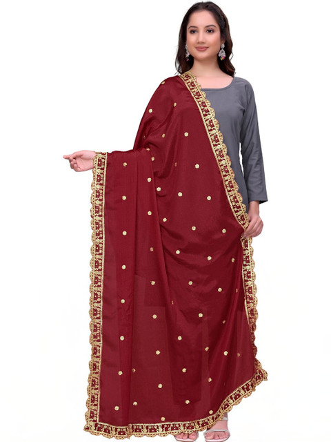 Kemza Ethnic Motifs Embroidered Dupatta with Sequinned