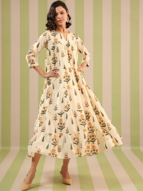 Nayu Enterprise Floral Print Fit & Flare Midi Dress