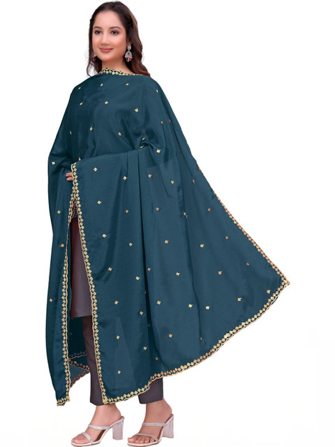 Kemza Ethnic Motifs Embroidered Dupatta with Sequinned