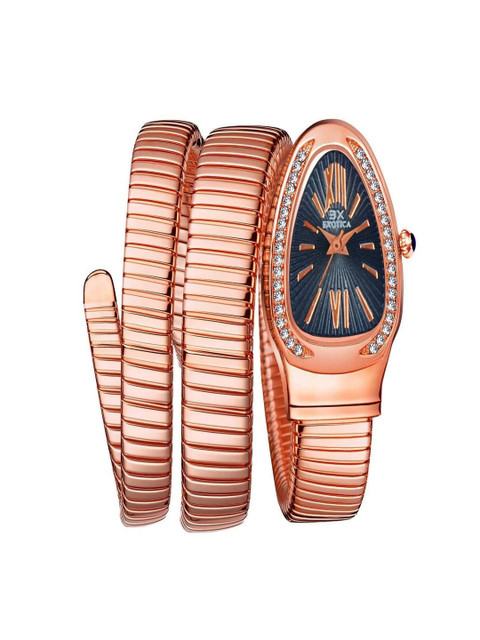 EXOTICA Women Brass Dial & Wrap Around Straps Analogue Watch Spiral-001-Rose Gold Blue