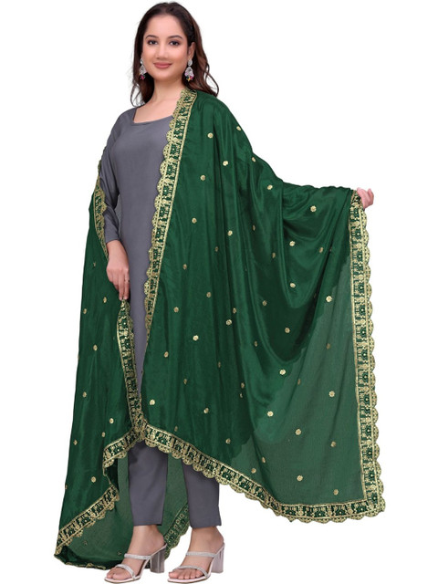 Kemza Ethnic Motifs Embroidered Dupatta with Sequinned