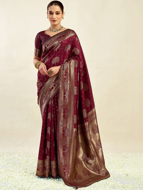 SANISA Woven Design Zari Silk Blend Handloom Saree