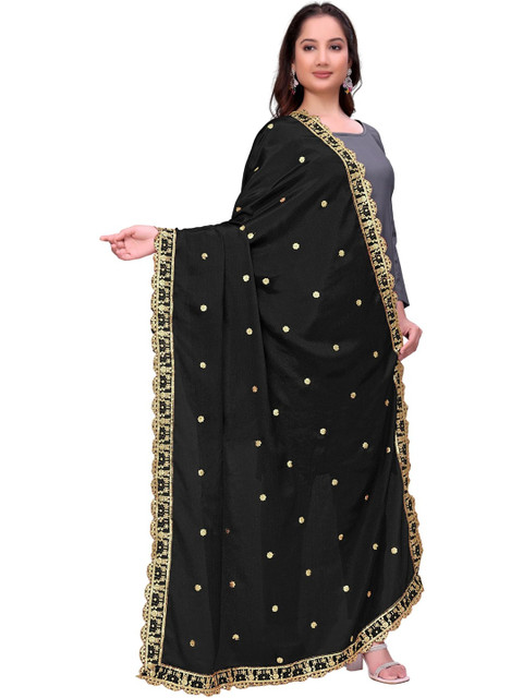 Kemza Ethnic Motifs Embroidered Dupatta with Sequinned - Image 3