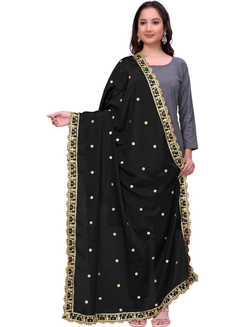 Kemza Ethnic Motifs Embroidered Dupatta with Sequinned