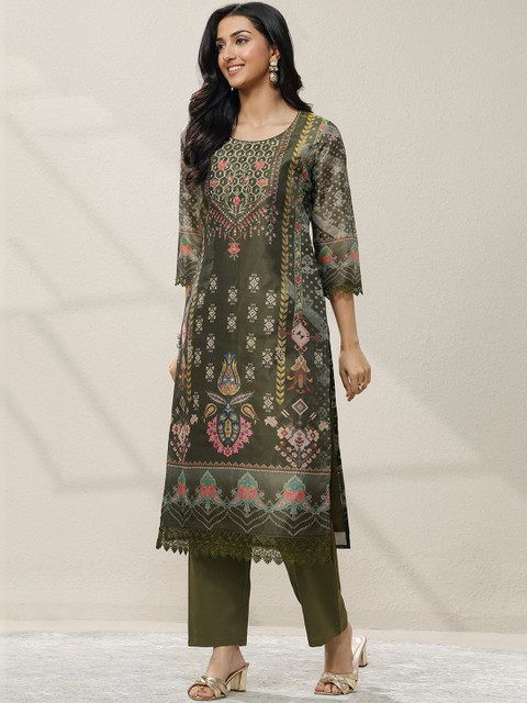 Libas Women Ethnic Motifs Printed Regular Kurta with Trousers & With Dupatta - Image 4