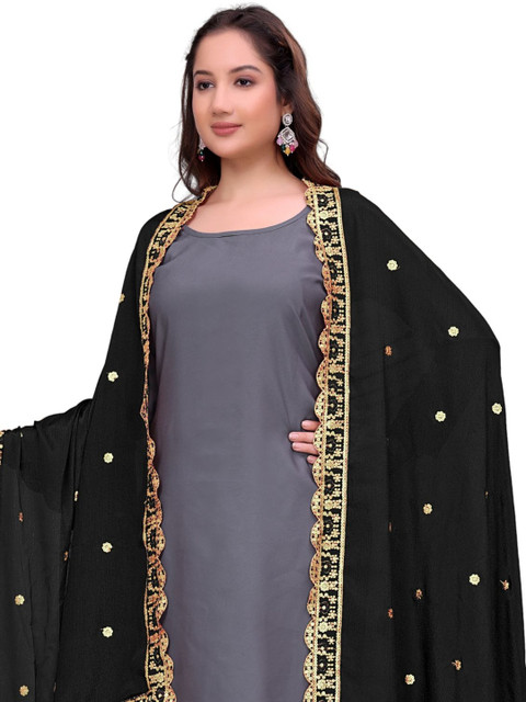 Kemza Ethnic Motifs Embroidered Dupatta with Sequinned - Image 2