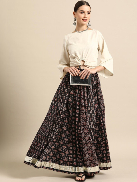 Jaitpuriya Printed Pure Cotton Maxi A-Line Skirts - Image 2